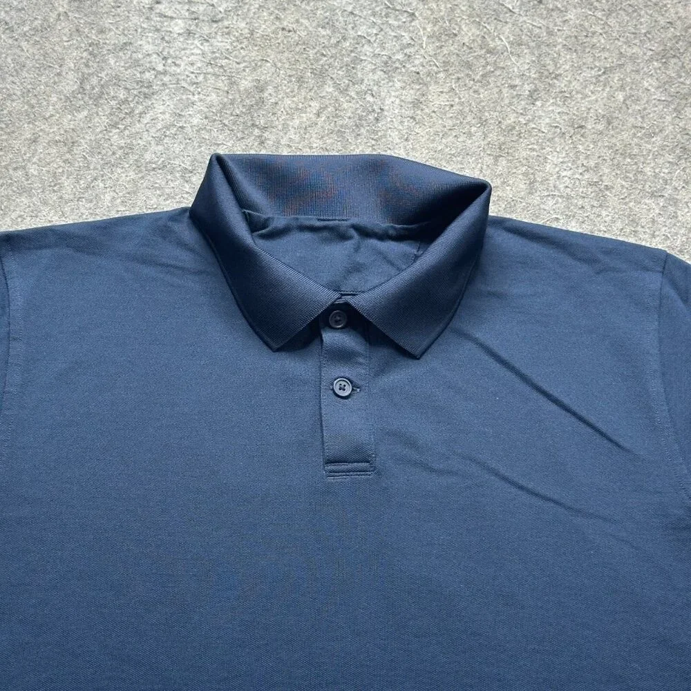 Lululemon Polo Shirt Men M Dark Navy Blue 40" x 27" Short Sleeve
